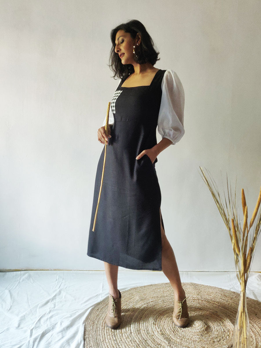 Buy Knee Length Black Dress With Sleeve Buckles For Women Online @ Best  Prices in India | UNIFORM BUCKET